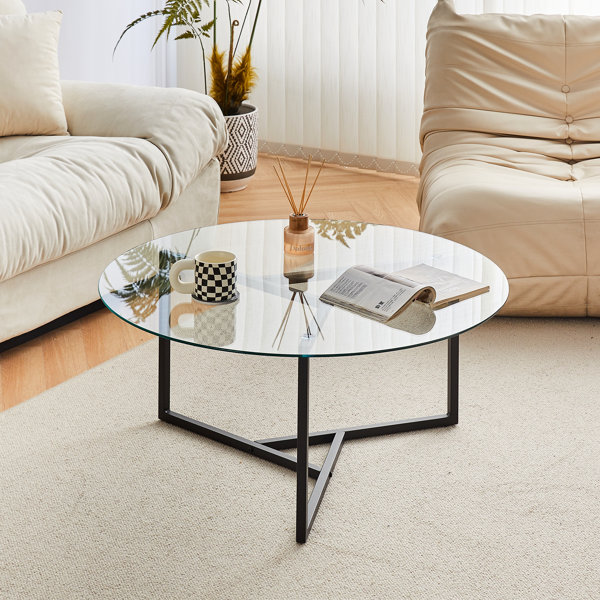 Wrought Studio Table Basse Ronde En Verre Tremp Moderne Wayfair Canada